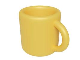 tasse de dessin animé jaune. rendu 3D photo