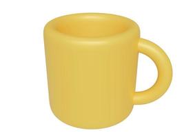 tasse de dessin animé jaune. rendu 3D photo