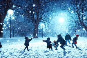 illustration les enfants boule de neige bats toi dans hiver photo