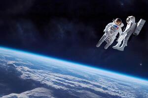 illustration de astronautes dans espace au dessus Terre photo