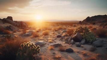 le coucher du soleil dans Joshua arbre nationale parc, Californie, uni États photo