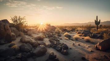 le coucher du soleil dans Joshua arbre nationale parc, Californie, uni États photo