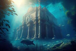 sous-marin océan mer imaginaire fantaisie monde ai généré numérique illustration photo