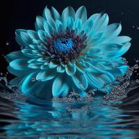 magnifique bleu fleur dans le l'eau. génératif ai photo