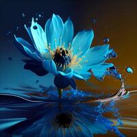 magnifique bleu fleur dans le l'eau. génératif ai photo