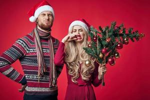 homme et femme vacances Noël décoration famille romance photo
