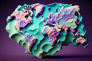 coloré la cire monde carte de le monde illustration génératif ai photo
