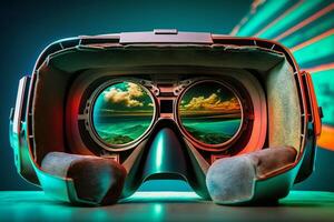 futuriste virtuel réalité vr des lunettes illustration génératif ai photo