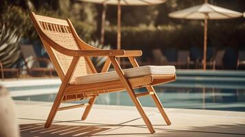 Soleil fainéant pour relaxation, plate-forme chaise été vacances génératif ai photo