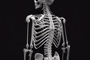 incurvé colonne vertébrale scoliose, Humain squelette avec scoliose, illustration génératif ai photo