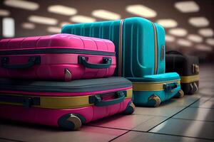 air bagage les valises dans aéroport illustration génératif ai photo