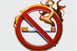 Arrêtez signe de fumer, symbole non fumeur signe avec une franchi en dehors cigarette illustration génératif ai photo