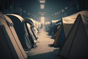 réfugié camp tentes illustration génératif ai photo