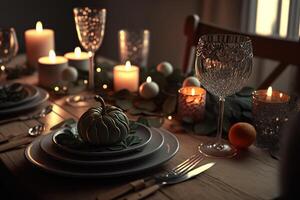 romantique dîner dans une restaurant illustration génératif ai photo