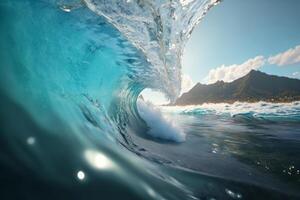 bleu nettoyer mer vague génératif ai photo