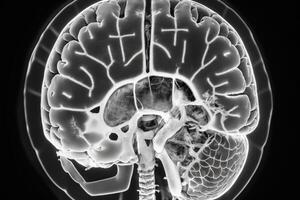 cerveau analyse radiographie après accident vasculaire cérébral génératif ai photo