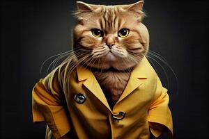 dentelle d'amour chat dans une soie veste illustration génératif ai photo