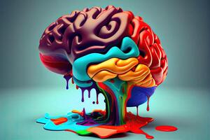 liquide cerveau, la créativité concept. coloré génératif ai photo