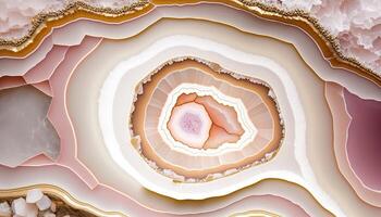 génératif ai, Naturel volcanique agate des pierres fermer lumière rose magenta et d'or texture. fond d'écran arrière-plan, quartz marbre, décoratif Roche modèle photo