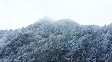 le magnifique congelé montagnes vue couvert par le blanc neige et la glace dans hiver photo