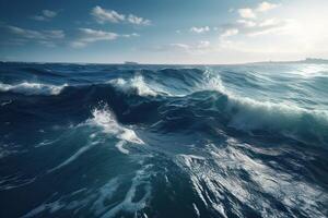 foncé l'eau et de mauvaise humeur ciels. génératif ai. photo