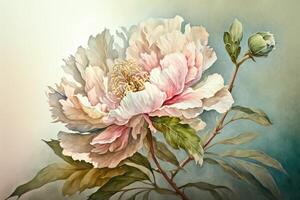 ai généré pivoine dans pastel nuances aquarelle peinture. photo