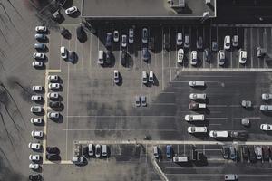 aérien vue parking lot et voiture photo