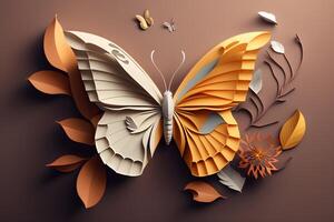 papier art avec le concept de une papillon fabriqué par génératif ai La technologie photo