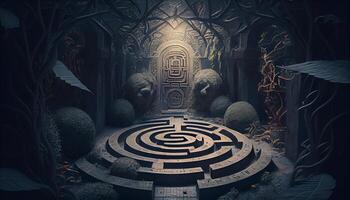Labyrinthe labyrinthe complexité chemin la magie numérique ai généré illustration photo