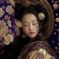 images pour fille Japonais en train de dormir génératif ai photo