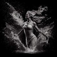 l'eau éclaboussure comme une Vénus femme noir Contexte illustration génératif ai photo