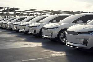Nouveau soi conduite voitures flotte attendre à être exporté, grand les montants de électrique véhicule dans concession parking photo