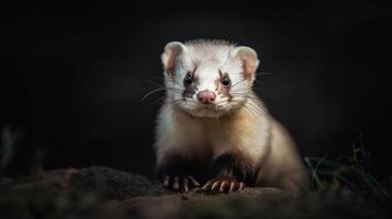 étourdissant Stupéfiant vibrant furet dans posséder habitat génératif ai photo