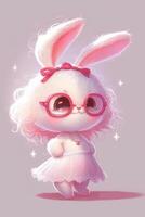 une mignonne bébé lapin portant des lunettes génératif ai photo