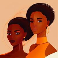 deux magnifique noir femmes supporter ensemble image génératif ai photo
