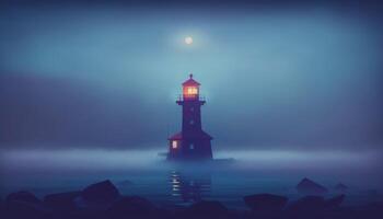 mystique phare - une minimaliste phare terre génératif ai photo