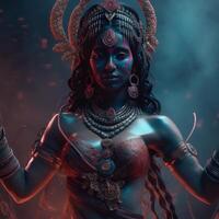 une foncé portrait de kali mata génératif ai photo