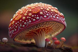 mouche agaric champignon comme cœur photo