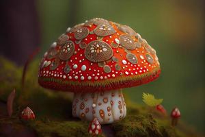 mouche agaric champignon comme cœur photo