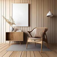 Accueil intérieur conception avec meubles. moderne vivant pièce avec fauteuil. minimal style. illustration ai photo