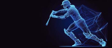 abstrait silhouette de une base-ball joueur sur bleu Contexte. base-ball joueur Battre les coups le balle. illustration ai photo