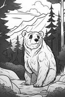 coloration pages. sauvage animaux. mignonne ours dessiner pour enfants. génératif ai photo