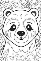 coloration pages. sauvage animaux. mignonne ours dessiner pour enfants. génératif ai photo