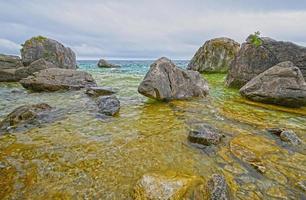 rochers croissance en dehors de le des eaux photo