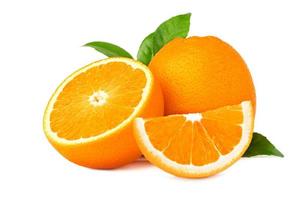 fruit Orange avec vert feuille isoler sur blanc Contexte photo