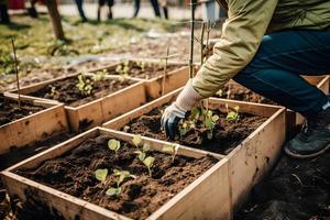 plantation des arbres pour une durable avenir. communauté jardin et environnement préservation - promouvoir habitat restauration et communauté engagement sur Terre journée photo