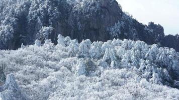 le magnifique congelé montagnes vue couvert par le blanc neige et la glace dans hiver photo