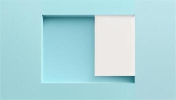 pastel bleu vide papier texture Contexte modèle, bannière pour publicité. rectangulaire géométrique formes. copie espace. espace pour texte. ai généré. photo