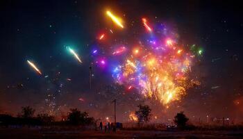 pétillant Couleur feux d'artifice. ai généré photo