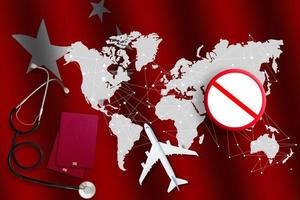 chinois virus, avion, passeport, monde carte photo